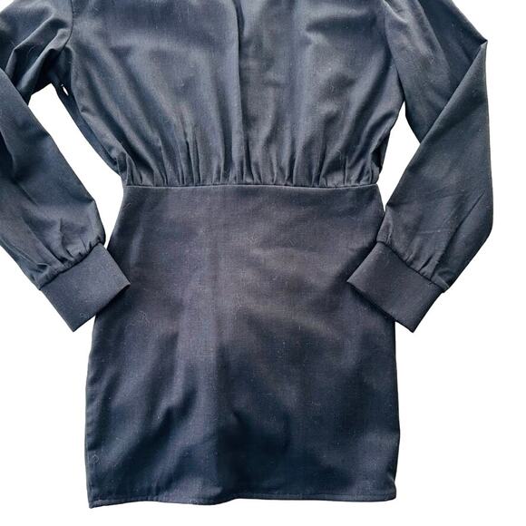 Rayana Bacha Ipanema Mini Dress Black Size 36 NEW Long Sleeve Draped Front - Picture 8 of 9